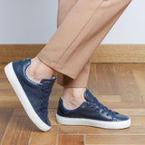 The Tumbled Leather - Navy Blue